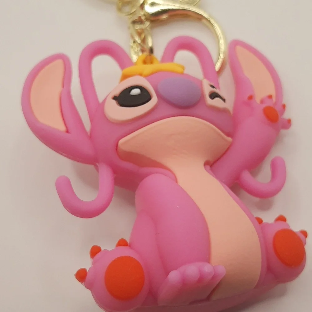 Disney Lilo Stitch Angel Star Silicone 3D Keychain Bag Charm Pendant Keyring